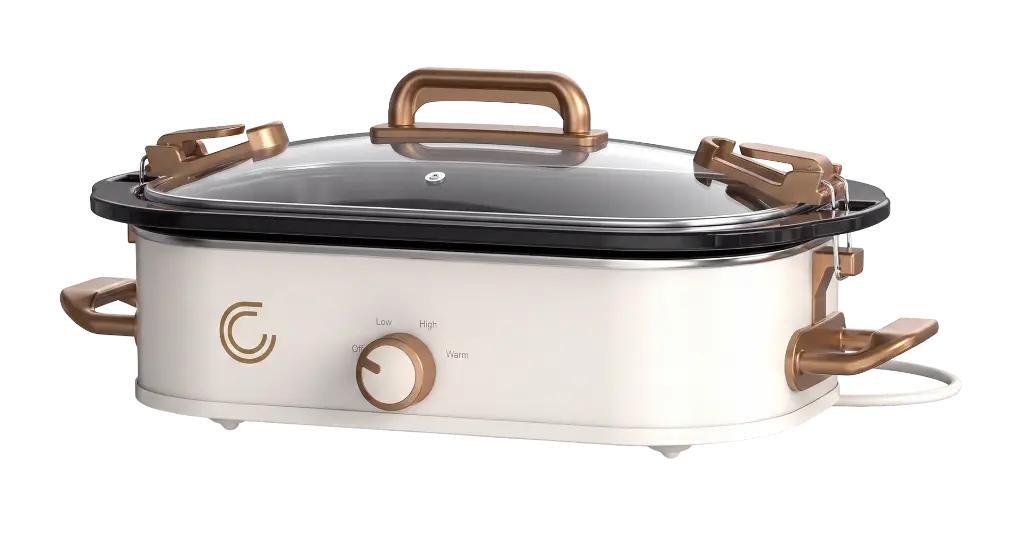 CC-SL35QT-CG-HDL - KMS - Complete Cuisine 3.5 QT Casserole Slow Cooker w Locking Lid - CreamGold 2.webp