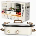 Complete Cuisine 3.5 QT Casserole Slow Cooker w/ Locking Lid (Cream/Gold)