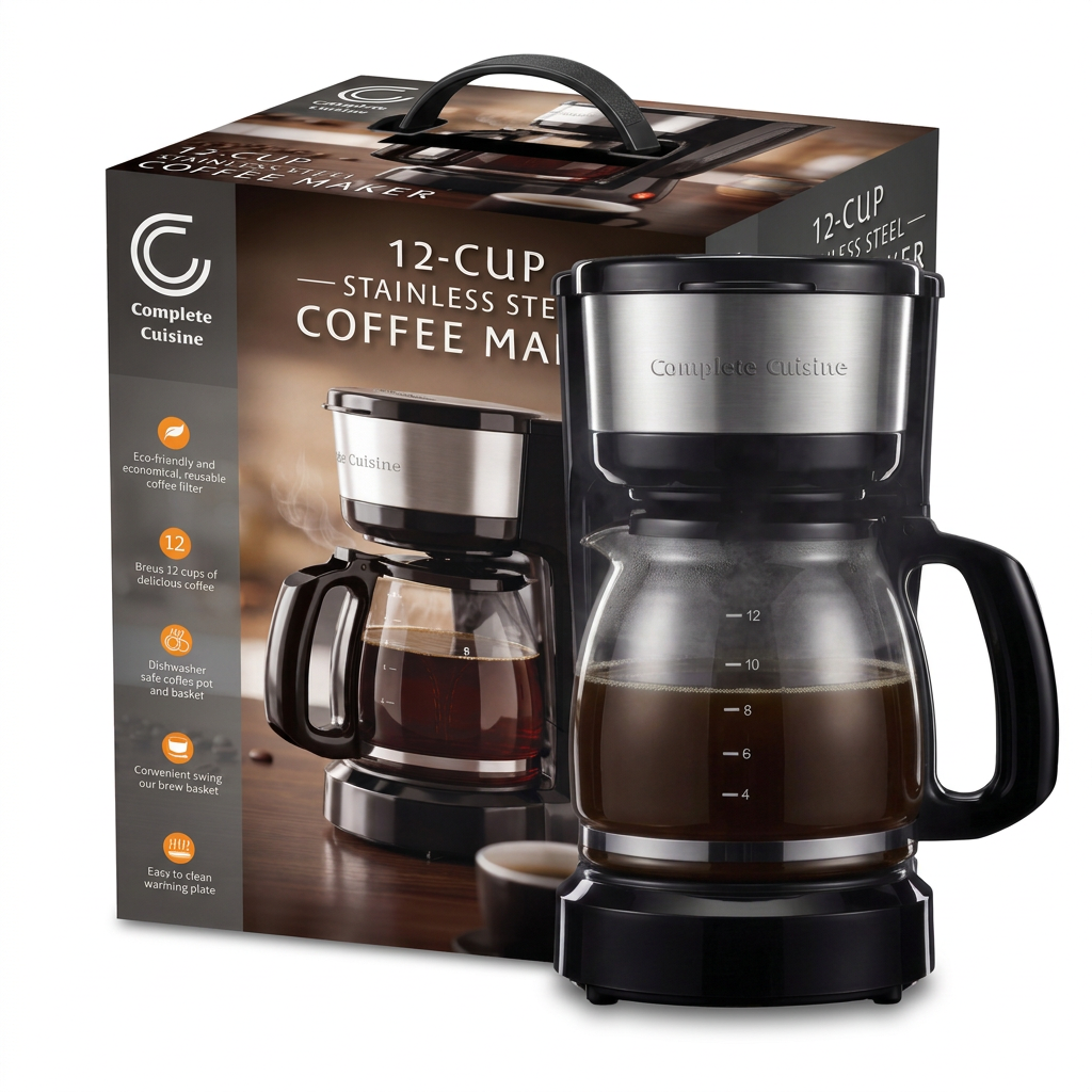 Complete Cuisine 12-Cup Stainless Steel Coffee Maker