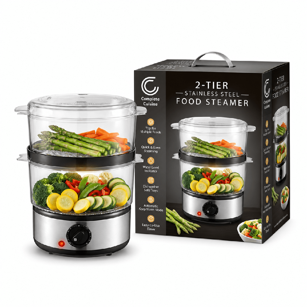 Complete Cuisine® 2-Tier Stainless Steel Food Steamer