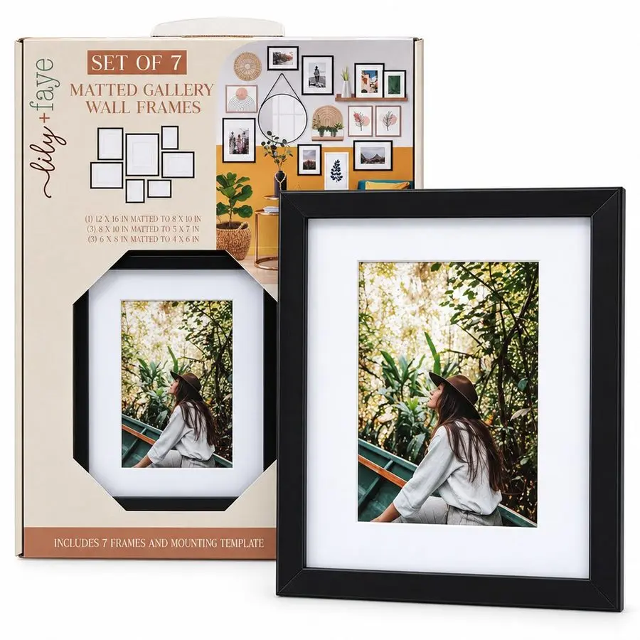 Lily & Faye 7pc Matted Gallery Wall Frame Set-Black
