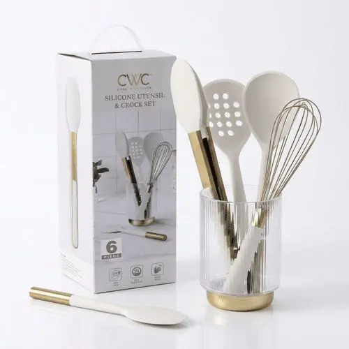 CWC 6 Pc. Silicone Kitchen Utensils Set with Crock