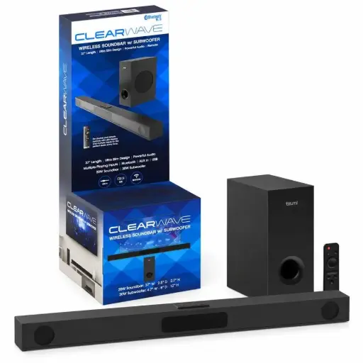 [30082KJ] Clearwave Home Theater System 37” Soundbar + Subwoofer + Remote  