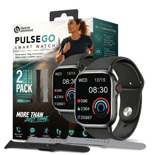 [LASW-25002PK-K48] Lifestyle Advanced PulseGo Smart Watch with 2 Bands