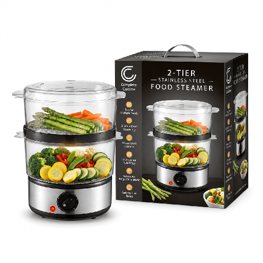 [CC-STM200SS-HDL] Complete Cuisine® 2-Tier Stainless Steel Food Steamer
